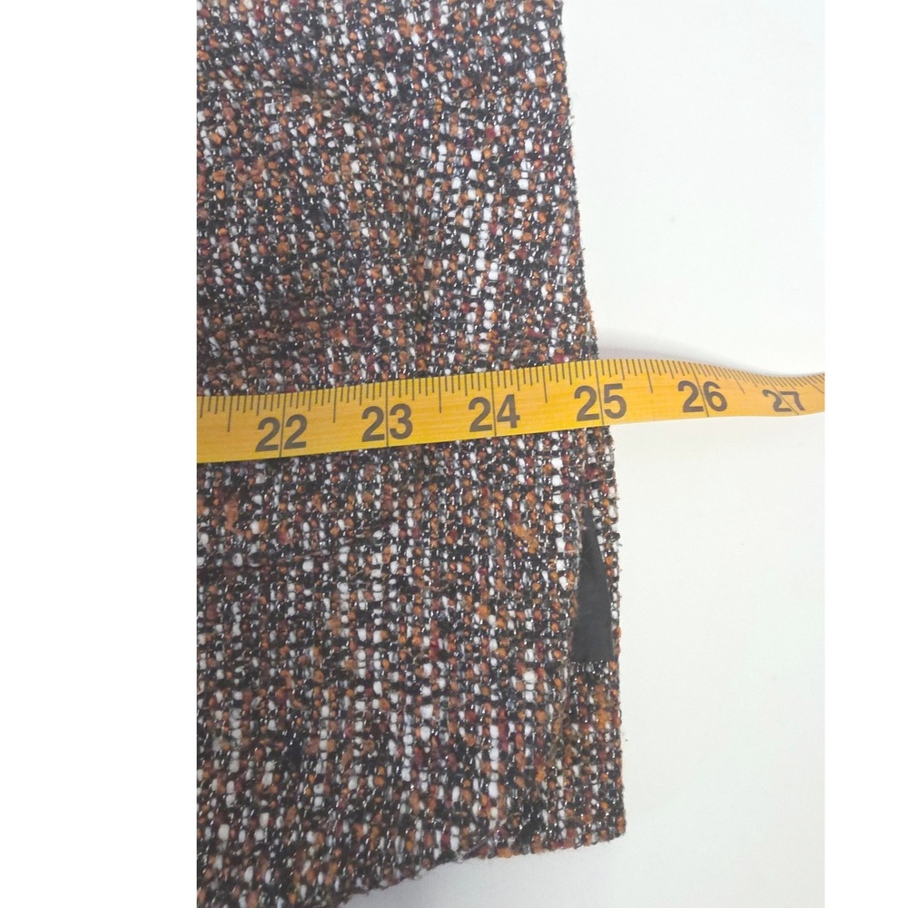 ASOS Tweed Blazer Jacket Orange Black White Textured Open Front SZ 0 - Picture 10 of 11